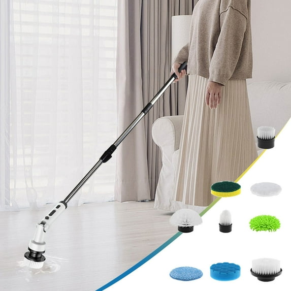 XGFHYJEH Electric Spin Scrubber, Cordless Cleaning Brush, Power Spin Scrubber, Scrub Brush, Scrubber Cleaner, Electronic Scrubber, Barhroom Scrubber, Extension Scrubber With 9 Brush Heads