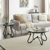 XGFHYJEH End Table Set, 2pcs Farmhouse Small End Table for Living Room Bedroom, Round Side Table, Side Table for Small Spaces, Accent End Table