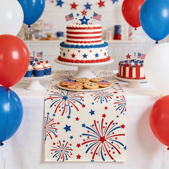 XGFHYJEH Fourth of July Independence Day Table Runner, Memorial Day Patriotic Washable Polyester Table Decoration 13*72 Inch Table Runner for Home Kitchen Dining Farmhouse Room Party Decor
