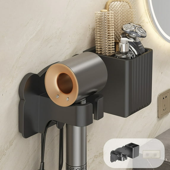 XGFHYJEH Hair Dryer Shelf, Hair Dryer Holder Wall Mounted, Bathroom Hair Tool Organizer, Blow Dryer Holder Shelf, Hair Tools Storage for Hair Dryer, Curling Wands