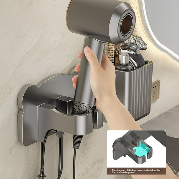 XGFHYJEH Hair Dryer Shelf, Hair Dryer Holder Wall Mounted, Bathroom Hair Tool Organizer, Blow Dryer Holder Shelf, Hair Tools Storage for Hair Dryer, Curling Wands