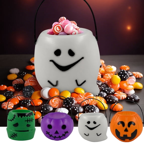 XGFHYJEH Halloween Decor, Halloween Decorations, Halloween Decorations Indoor, Halloween Indoor Decor, 6pcs Halloween Pumpkin Bucket Small Plastic Pumpkin Basket