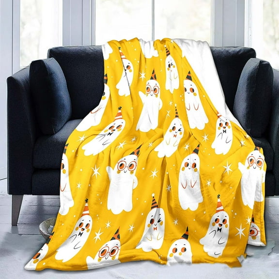 XGFHYJEH Halloween Decor, Halloween Decorations, Halloween Decorations Indoor, Halloween Indoor Decor, Flannel Blanket Halloween Cute White Ghost Shawl Blanket Nap Blanket