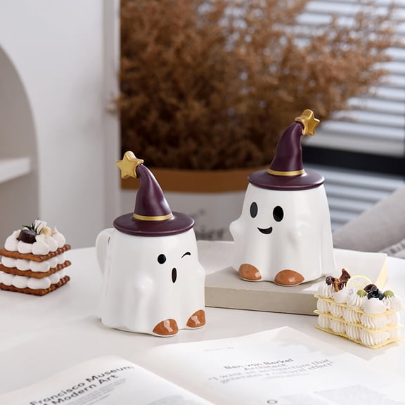 XGFHYJEH Halloween Decor, Halloween Decorations, Halloween Decorations Indoor, Halloween Indoor Decor, Halloween Ceramic Cup Cute Ghost Lovely Mark Cup