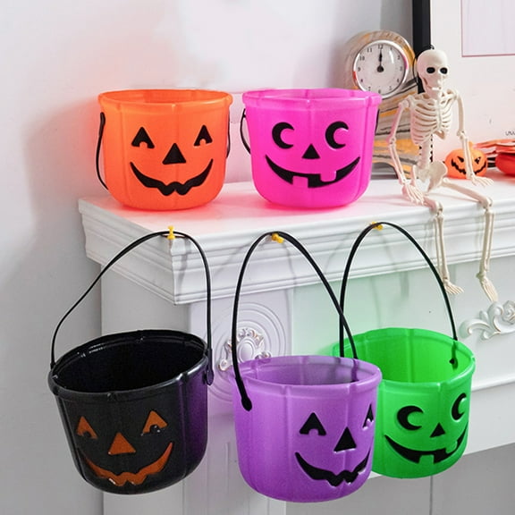 XGFHYJEH Halloween Decor, Halloween Decorations, Halloween Decorations Indoor, Halloween Indoor Decor, Halloween Pumpkin Bucket Small Plastic Pumpkin Pail Halloween Candy Basket