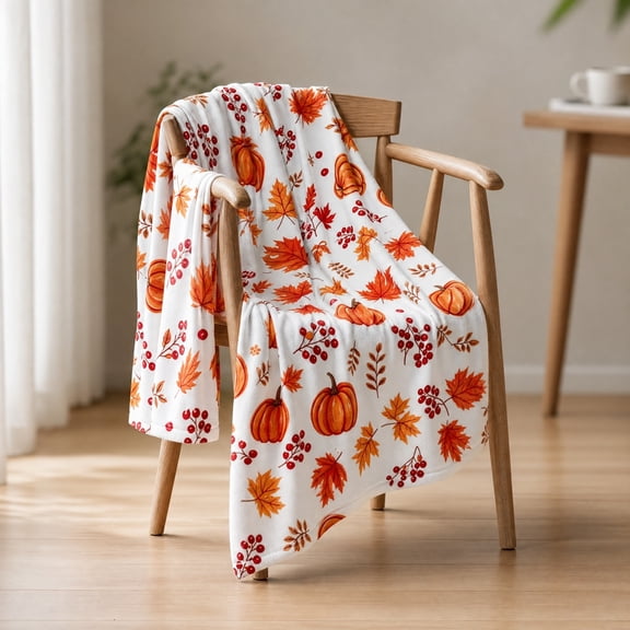 XGFHYJEH Halloween Decor, Halloween Decorations Indoor, Autumns Thanksgiving Flannel Throw Blanket 4 Cute Fall Patterns Plushs Blanket 70x100cm For Sofa Bed Camping Warm Light Weight Cover