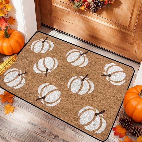 XGFHYJEH Halloween Decor, Halloween Decorations Indoor, Fall Pumpkin Maple Leaves Floor Mat Halloween Thanksgiving Decorative Floor Mat for Bathroom Kitchen Porch Carpet Foot Mat Entrance Mat