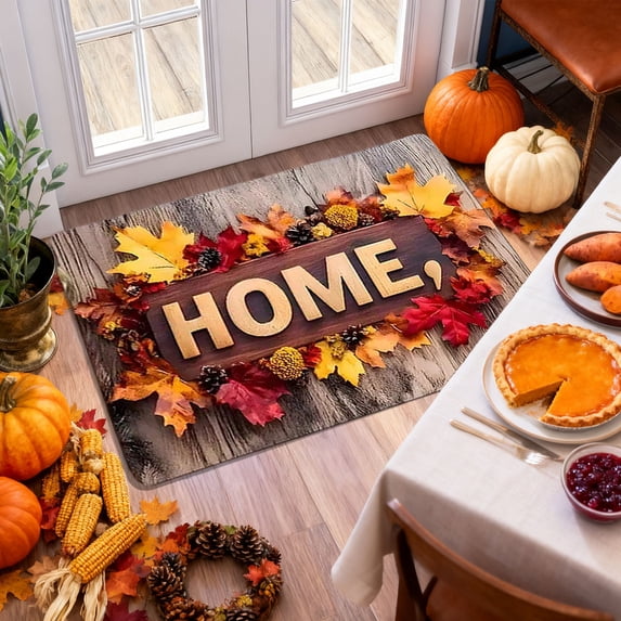 XGFHYJEH Halloween Decorations, Halloween Decorations Indoor, Fall Pumpkin Maple Leaf Floor Mat 2pc Halloween Thanksgiving Floor Mat for Bathroom Kitchen Porch Carpet Foot Mat Entrance Mat