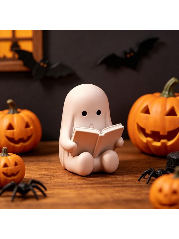 Halloween Ghost Figurine - Halloween Tabletop Ornament, Spooky Ghost Statue, Funny Cute Ghost Ornaments for Halloween Decorations, Porch and Indoor Home Office Desk Decor