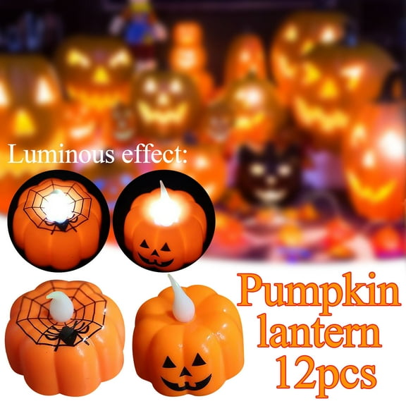 XGFHYJEH Halloween Ghost Pumpkin Lantern Decorations Indoor, Halloween Candles Decoration Ornament, Halloween Night Light Decor for Home Party Tabletop Bedroom Living Room