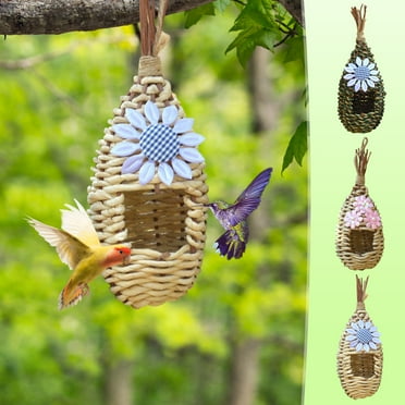 XGFHYJEH Hanging Oriole Feeder - Durable, Sturdy Cage Shape with Natural Grass, Perfect for Hummingbirds and Other Birds