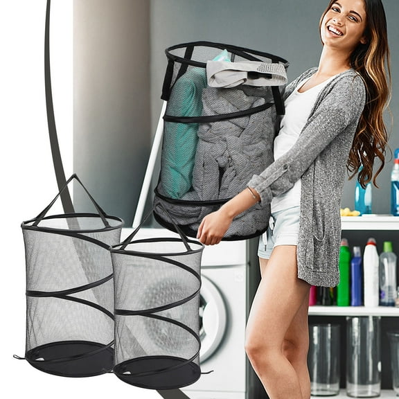XGFHYJEH Laundry Basket Bag, Portable Laundry Basket, Dirty Clothes Hamper, Mesh Laundry Hamper Basket, Folding Dirty Clothes Sundries Storage Bag
