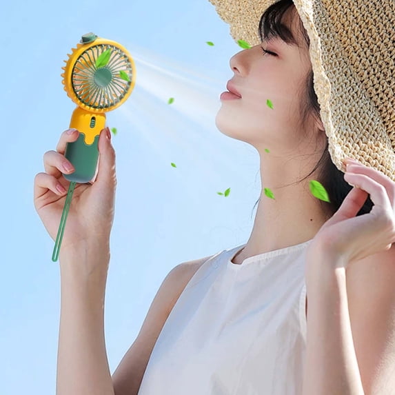 XGFHYJEH Mini Handheld Fan, USB Rechargeable 1200mAh, Low Noise, Strong Wind, Yellow Portable Fan for Student Dorm Home Outdoor Travel