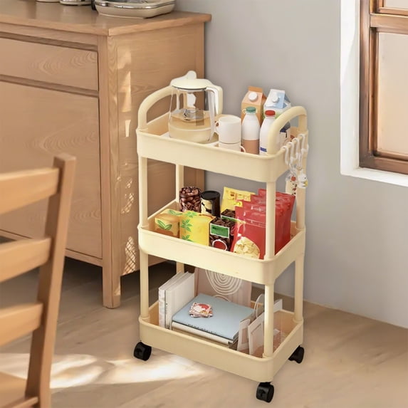XGFHYJEH Rolling Storage Cart, 3 Tier Rolling Utility Cart, Bathroom ...