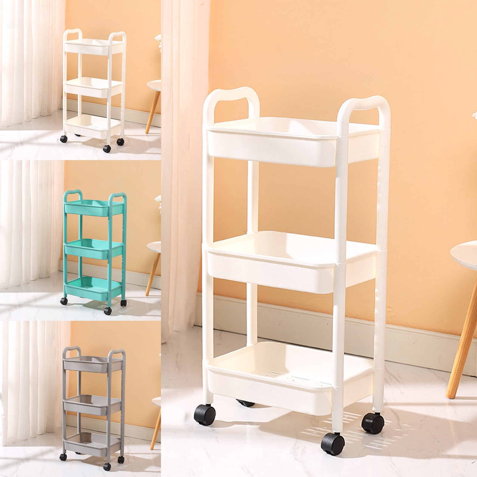 XGFHYJEH Rolling Storage Cart, 3 Tier Rolling Utility Cart, Bathroom ...