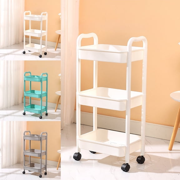 XGFHYJEH Rolling Storage Cart, 3 Tier Rolling Utility Cart, Bathroom Cart Organizer, Kitchen Storage Shelves, Storage Racks and Shelving, Rolling Cart with Lockable Wheels for Kitchen, Office