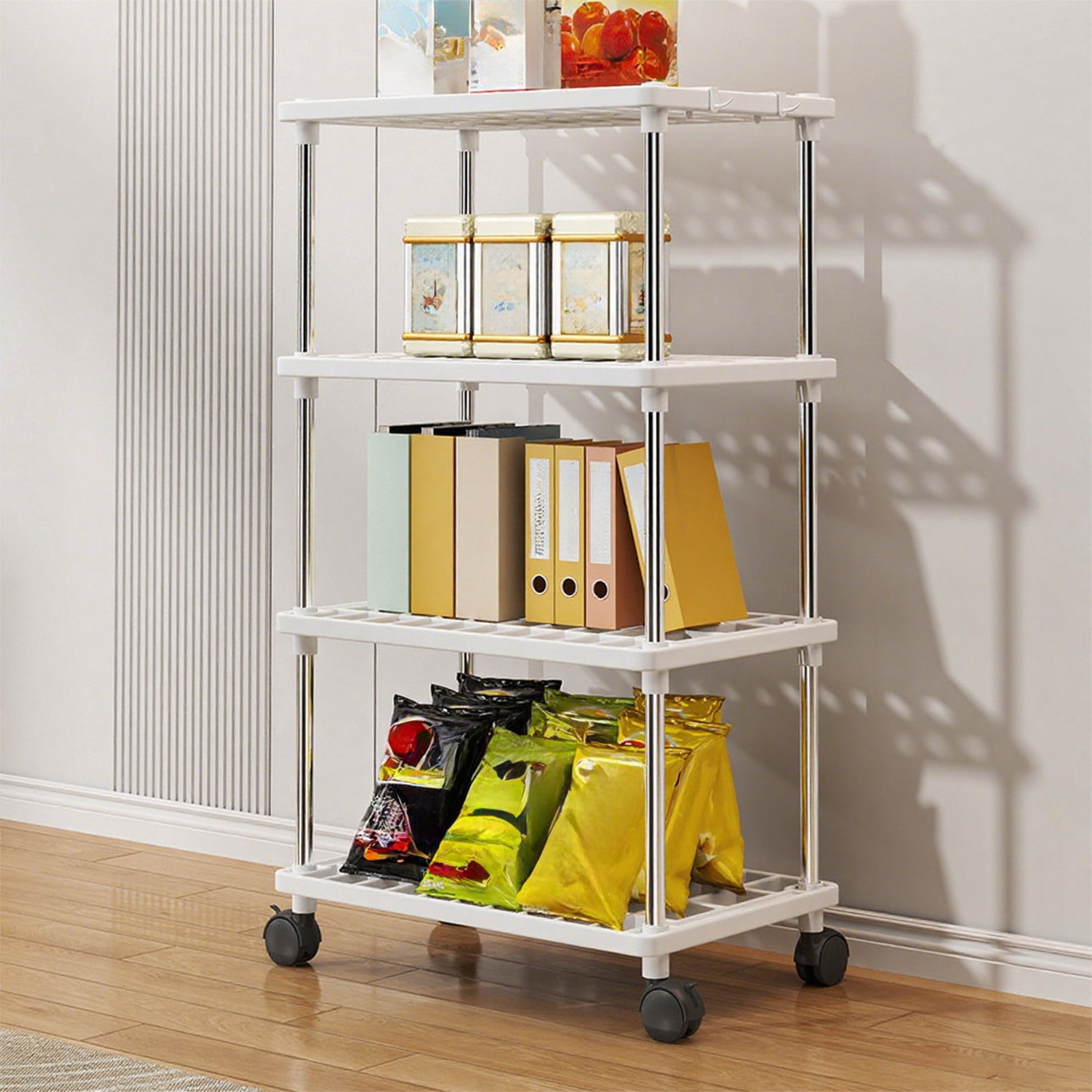 XGFHYJEH Rolling Storage Cart, 4 Tier Rolling Utility Cart, Bathroom ...