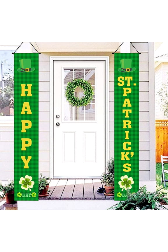 St Patrick's Day Door Banner Decoration Irish Shamrock Front Porch Decor Welcome Hanging Sign Green Saint Patrick's Clover Backdrop for Class Wall Home Yard Indoor Outdoor