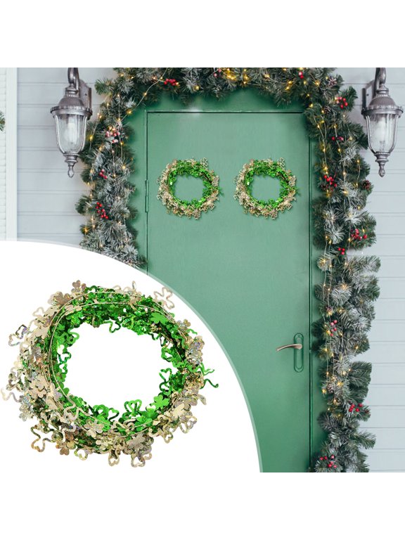 St Patricks Day Decorations, St Patricks Day Shamrock Wreaths for Front Door Clover Spring Wreath Irish St. Patrick's Day Door Decorations
