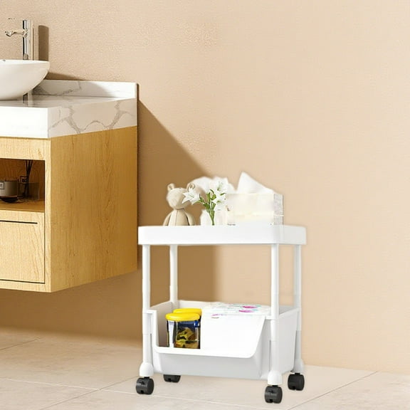 XGFHYJEH Storage Shelves for Kitchen, Bedroom, Bathroom, 2 Tire Plastic Shelves, Storage Shelf Rack, Storage Shelf Unit, Storage Rack with Wheels, Storage Racks and Shelving for Small Spaces