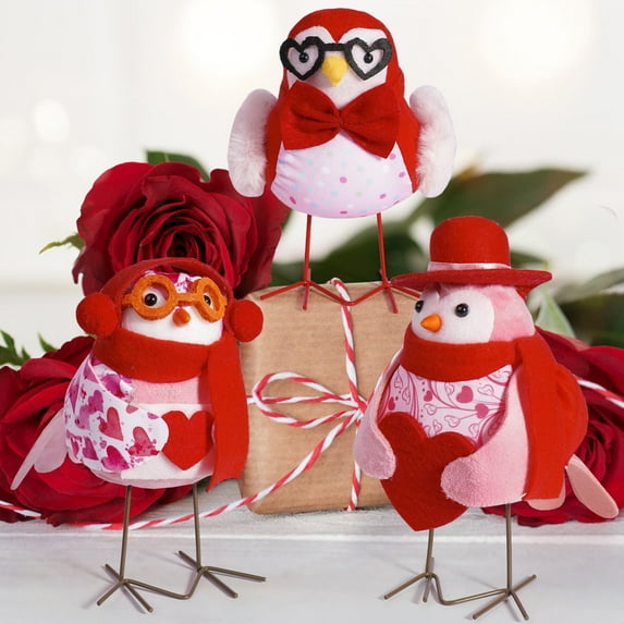 XGFHYJEH Valentine's Day Decor, Valentines Day Decorations, Valentines Day Gifts, Standing Figurine Birds Table Top Ornaments Valentine's Day Decor For Home Kitchen Office Holiday Party Decorations