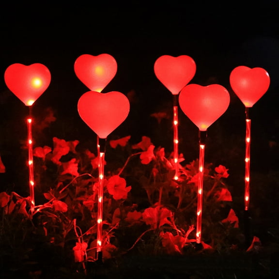XGFHYJEH Valentine's Day Red Heart Solar Lights Outdoor, Waterproof Valentine's Day Solar Garden Lights LED Heart Lights Wedding Decorations for Yard Walkway Outside