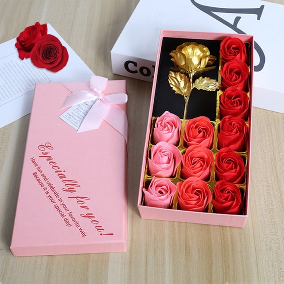 XGFHYJEH Valentines Day Gifts for Her, Women, Mothers Day, Wedding, Anniversary, Birthday Present, Valentines Day decorations Valentines Day Simulation Flower Soap Rose with 12 Soap Rose Heads 1 Rose