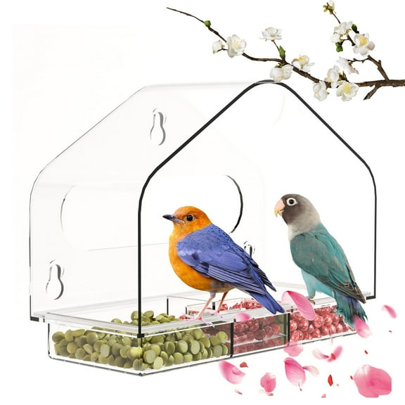 XGFHYJEH Window Bird Feeder, Window Bird Feeders with Strong Suction Cups, Bird Feeder Window For Outside, Clear Glass Bird Feeder For Viewing Birds