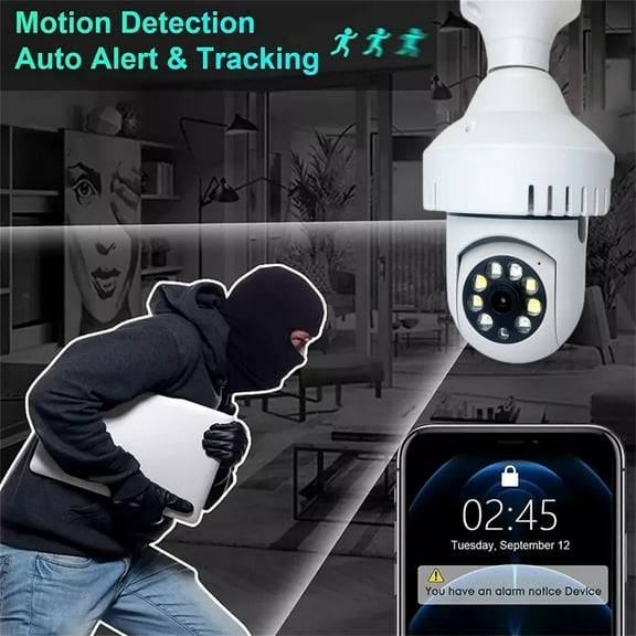 XGFHYJEH Wireless Cameras for Home Security, Indoor Outdoor Smart WiFi Security Camera, Small Mini 1080P HD Light Bulb Surveillance Camera,Automatic Alarm Color Night Vision Monitor 360