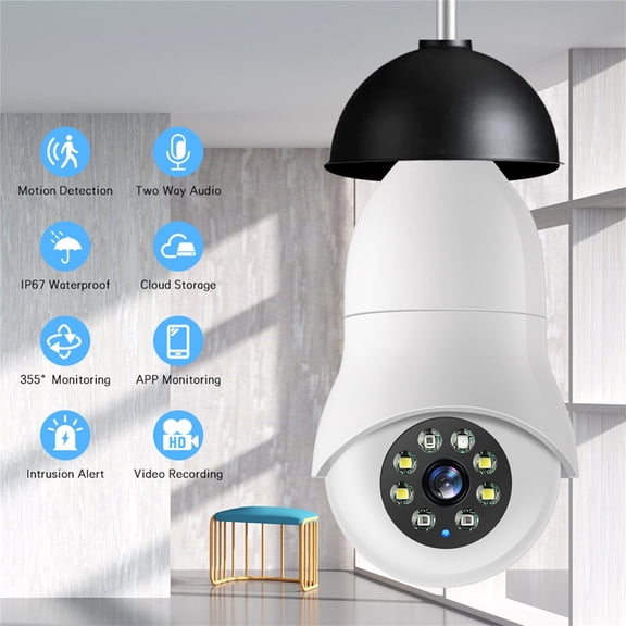 XGFHYJEH Wireless Cameras for Home Security, Indoor Outdoor Smart WiFi Security Camera, Small Mini 1080P HD Light Bulb Surveillance Camera, Motion Detection Night Vision