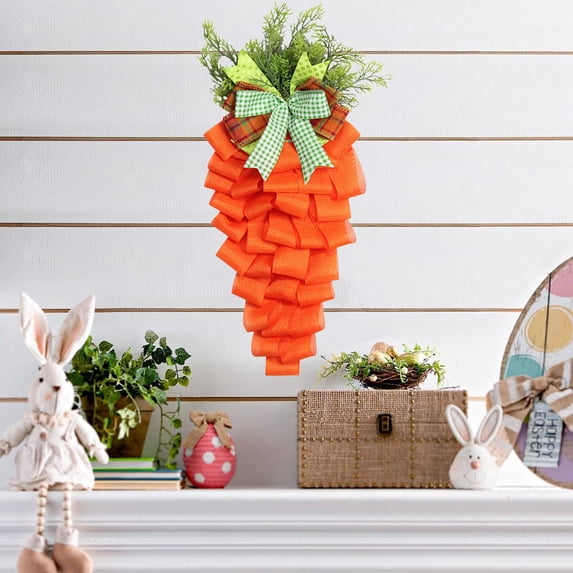 XGFHYJEH aster Carrot Wreath Spring Wreath for Front Door Home Decor Teardrop Swag for Wedding Party Supplies Indoor Outdoor Festival Window