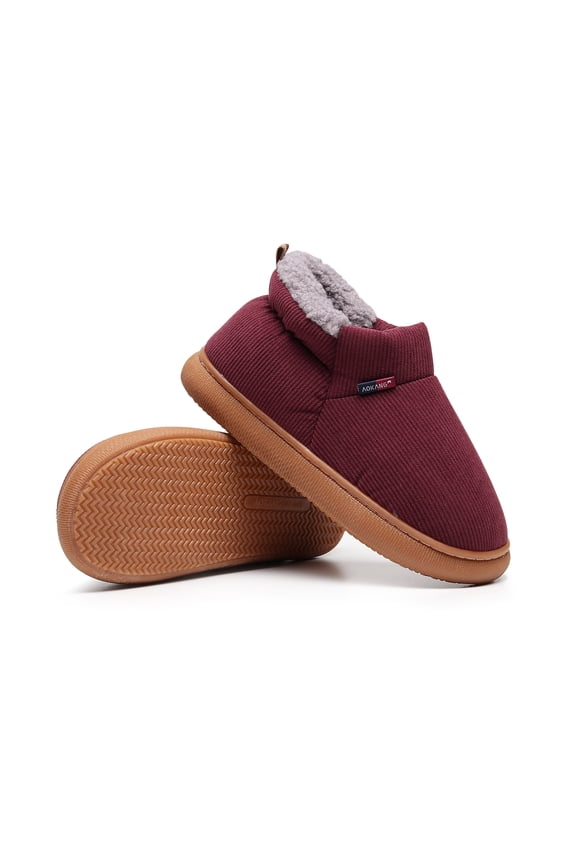 Anti-Slip Winter Lined Warm Home Slippers Slip-On Comfort, Solid Color, PVC Sole, Suitable for Dry Clean - Multiple Colors Available