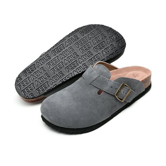 XGGC Women's Sandals with Arch Support, Stylish Couple's Clogs, Flat, Gray, Size 46