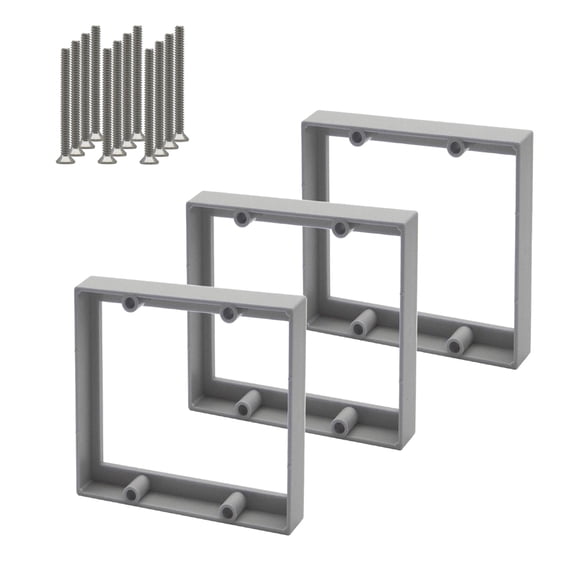 XGGYA 1/2 Double Gang Receptacle Outlet Box Extender,Gray Electric Boxes Extender for Outlets with Screws,Complies with Applicable Electrical Codes,3Pack