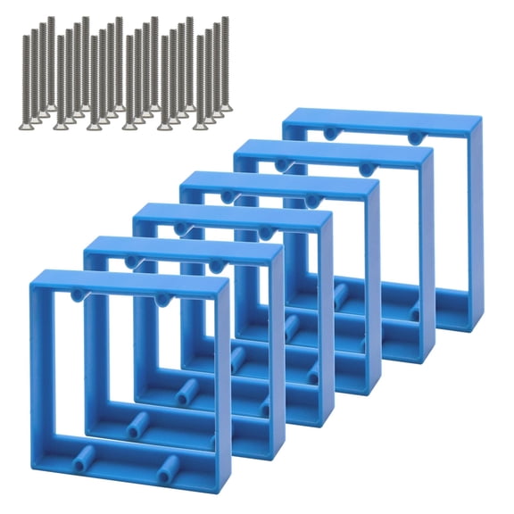 XGGYA 1/2 Double Gang Receptacle Outlet Box Extenders,Include 24Screws(6-32 x 1.25),Blue Electrical Outlet Extender for Electrical Outlet Box & Electrical Outlet Switches,6Pack