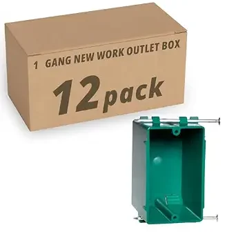 XGGYA 1-Gang New Work Electrical Box,High-Performance PPO Engineering Plastic New Work Box,2-1/4"3-3/4"2-7/8 Green Outlet Box,ETL Listed,12 Pack