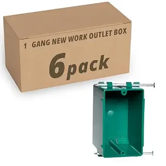 XGGYA 1-Gang New Work Outlet Box,High-Performance PPO Engineering Plastic Wall Outlet Box,2-1/4"3-3/4"2-7/8 Green Electrical Boxes for Outlets,ETL Listed,6 Pack