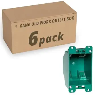 XGGYA 1-Gang Old Work Outlet Box,High-Performance PPO Engineering Plastic Wall Outlet Box,2-1/4"4-3/10"2-3/4 Green Electrical Boxes for Outlets,ETL Listed,6 Pack