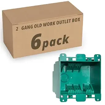 XGGYA 2-Gang Old Work Outlet Box,High-Performance PPO Engineering Plastic Electrical Outlet Box,4"3-3/4"2-3/4 Green Electric Outlet Box,ETL Listed,6 Pack