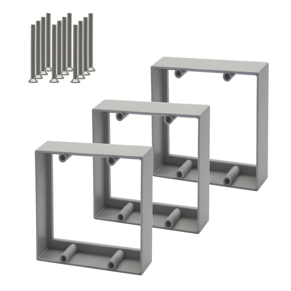 XGGYA 3/4 Double Gang Receptacle Outlet Box Extender,Gray Electrical Outlet Extender for Electrical Outlet Box,A Great Helper for Outlet Box Adjustments,3Pack