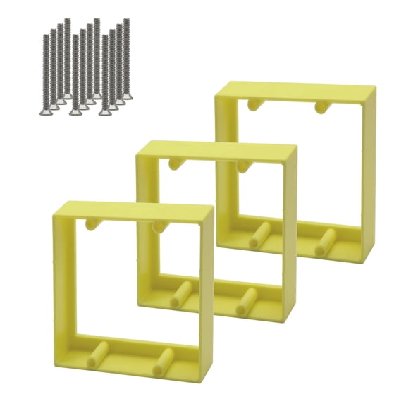 XGGYA 3/4 Double Gang Receptacle Outlet Box Extender,Yellow Electrical Junction Box Extender for Electrical Outlet Switches,A Great Helper for Outlet Box Adjustments,3Pack