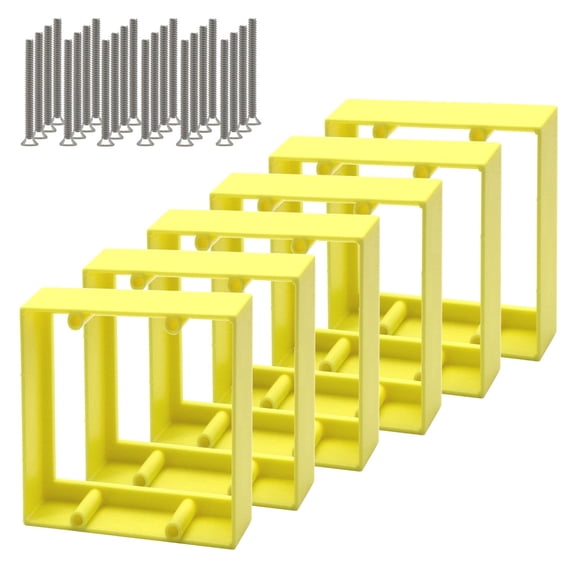 XGGYA 3/4 Double Gang Receptacle Outlet Box Extender,Yellow Electrical Outlet Extender for Electrical Box and Electrical Outlet Switches,A Great Helper for Outlet Box Adjustments,6Pack