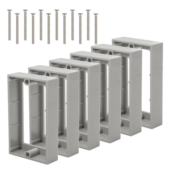 XGGYA 3/4Inch Single Gang Receptacle Outlet Box Extenders,Include 12Screws (6-32 x 1.25),Single Gang Box Extender for Electrical Outlet Box and Electrical Outlet Switches, Gray (Pack of 6)