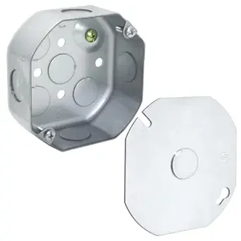 XGGYA 4-Inch Octagon Extension Box with 1/2" Knockouts and Cover, 1-1/2" Deep, Pre-Galvanized Steel, Electrical Box with Flush Surface Cover for Ceiling and Wall Installation, UL Listed, 1-Pack