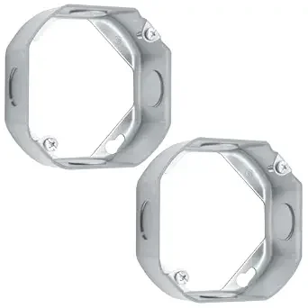 XGGYA 4-Inch Octagon Extension Ring, 1-1/2-Inch Deep with 1/2-Inch Knockouts, Durable Galvanized Steel Construction for Increasing Box Capacity, UL Listed, 2-Pack