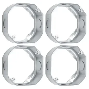XGGYA 4-Inch Octagon Extension Ring, 1-1/2-Inch Deep with 1/2-Inch Knockouts, Durable Galvanized Steel Construction for Increasing Box Capacity, UL Listed, 4-Pack