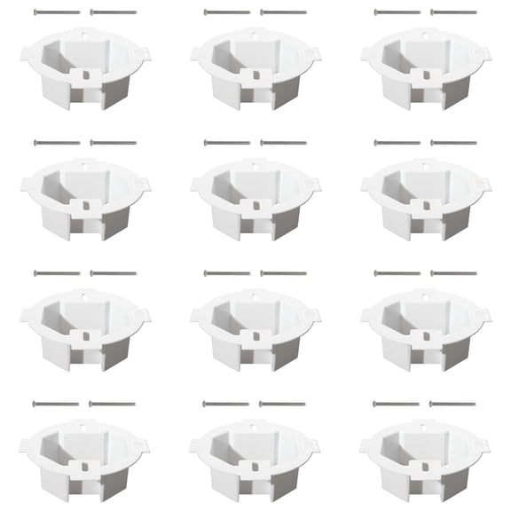 XGGYA Box Extender Round, cETLus Certified - Plastic Ceiling Outlet Light Box Extender, to Extend The Depth of a Ceiling Box, Includes 24 8-32 x 1-1/2 Screw, White, 12-Pack