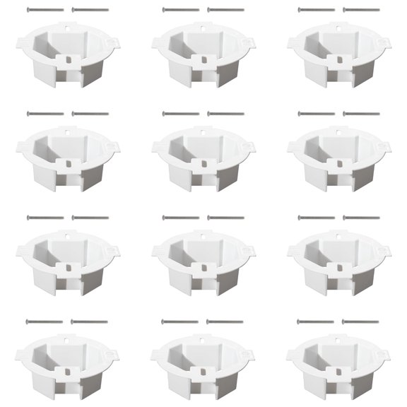 XGGYA Box Extender Round, cETLus Certified - Plastic Ceiling Outlet Light Box Extender, to Extend The Depth of a Ceiling Box, Includes 24 8-32 x 1-1/2 Screw, White, 12-Pack