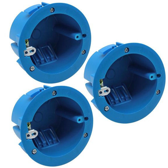 XGGYA 4'' Old Work Round Electrical Box,18 Cubic Inches Outlet Box,1-Gang PVC Round Ceiling Electrical Box for Old Work,Blue,ETL Listed(3 Pack)