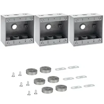 XGGYA Double Gang 3-1/2 Outlet Weatherproof Box, Aluminum Weatherproof Electrical Box, CUL Certified, Used in Branch Circuit Wiring, Gray (3 Pack)